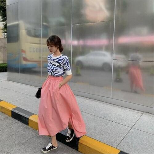 2020 Autumn Womens Elegant High Waist Cotton Linen Maxi Skirt Front Short Back Long Skirts With Pocket Plus Size 5xl 6xl 7xl