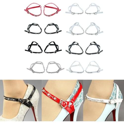 Womens Detachable PU Leather Shoe Straps Anti-Loose Shoelaces with Buckle
