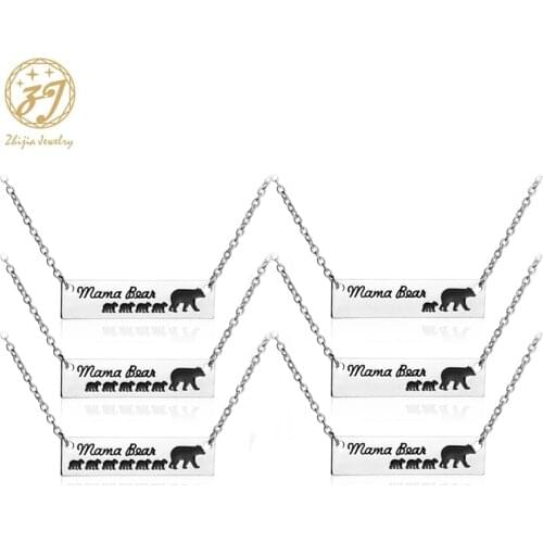 Zhijia children birthday gift necklace 1 2 3 4 5 6 baby bear necklaces pendants for women enamel mama bear jewelry