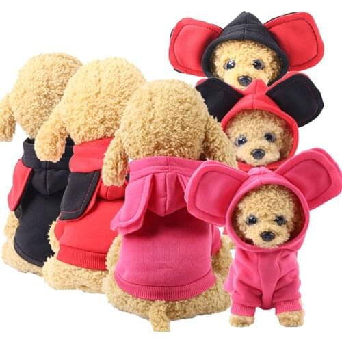 Pet Dog winter warm hoodie Clothes big ear cartoon Small Dogs sweater For Puppy Chihuahua dog Coats Jackets Pet Clothing XS-XXL
