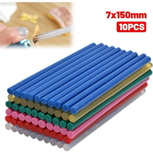 10PCS 7mmx 150mm Non-Toxic Solid Color Hot Melt Glue Sticks For Electric Glue Gun Craft Album Repair Tools For Alloy Accessories