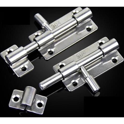 304 Stainless Steel Round Head Pin Burglar Door Bolt Warehouse Latch Gate Lock Buckle