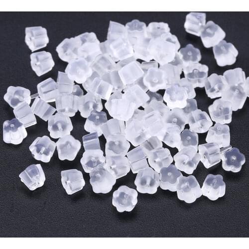500pcs/lot 3x5mm flower shape Earring Backs Ear Studs Back Soft Silicone Rubber Bullet Ear Plugging cap fit Earring making DIY