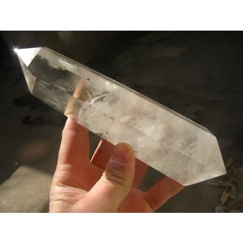 580g natural clear quartz crystal double points