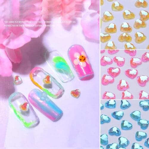 AB Crystal Heart Rhinestone Acrylic Flatback Crystals Stone 3D Non HotFix Nail Art For Crafts Decorations