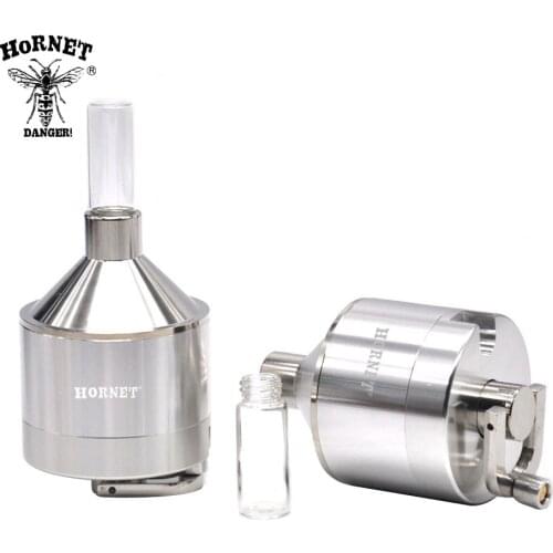 HORNET Aluminum Tobacco Herb Grinder with Glass Bottle Snuff Snorter Spice Mill Grinder Crusher