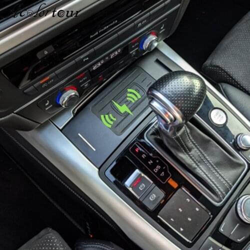 Car wireless phone charger water cup holder for Audi A6 C7 RS6 A7 mobile stand interior frame trim accessories qi fast charge