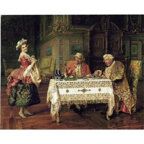 Free shipping classical earl of dining canvas prints court figures oil painting printed on canvas wall art decoration picture