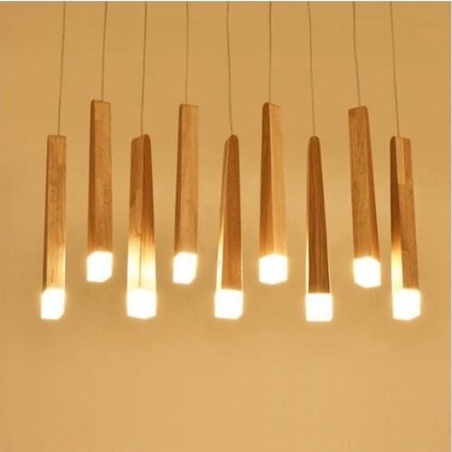 Wood Stick Pendant Lamp Lights for Kitchen Living Room Shop restaurant Decoration DIY Wood Pendant Lights 110V 220V