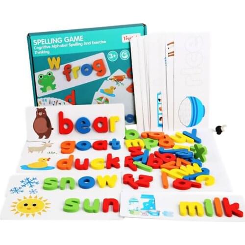 Baby Toys English Alphabet A-Z Spelling Game Wooden Card board Learning Early Education Toy Kids Gifts