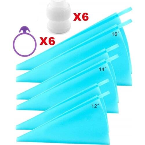 Baking Tools Creamy Flower Bag Silicone Flower Bag with Converter and Silicone Tie 21 Piece Set Cupcake Cake Decorating Tools