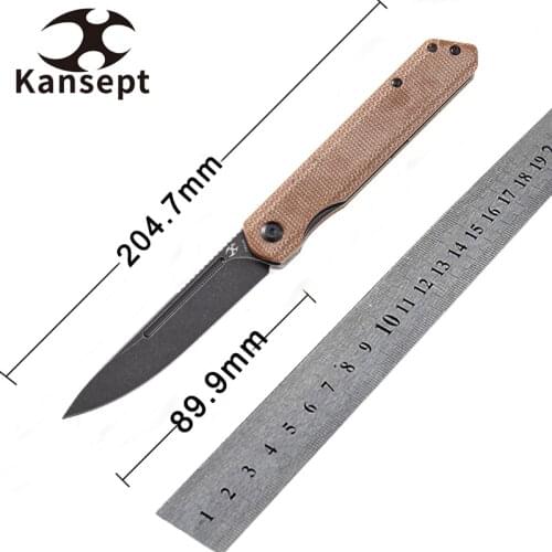 Kansept Prickle T1012A5 Pocket front Front Flipper Knife 3.53'' 154CM Brown Micarta Handle Tactical Camping Folding Knife