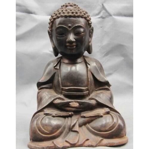 Chinese Buddhism Fane Old Copper Bronze Tathagata RuLai Sakyamuni Buddha Statue