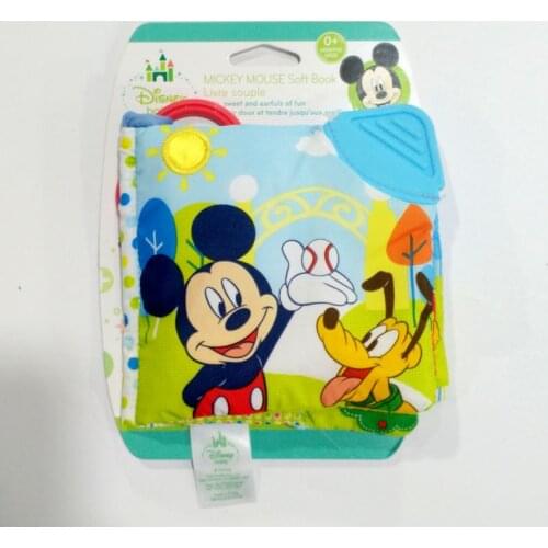 Disney Mickey&Pluto Baby Early Education Puzzle Ring Of Silk Fabrics Books Doll Baby Toys Gift