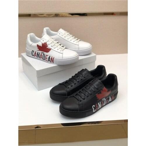 Mens Italy Brand Dsquared2 red leaf leather casual shoes Breathable Sneakers letter Sneakers CATEN Board shoes CANADEAN