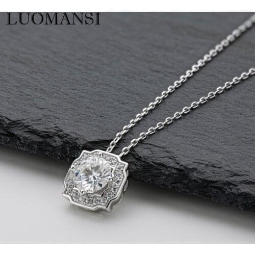 Luomansi Classic 1CT D Moissanite Super Flash Necklace Passed Diamond Test S925 Silver Fine Jewelry Wedding Party Birthday Gift