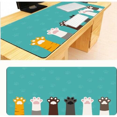 Mairuige 900*400*2mm Free Sippng Colorful Cat Claw New Arrival Black Locking Edge Rubber Mice Mat Customized Large Mouse Pad
