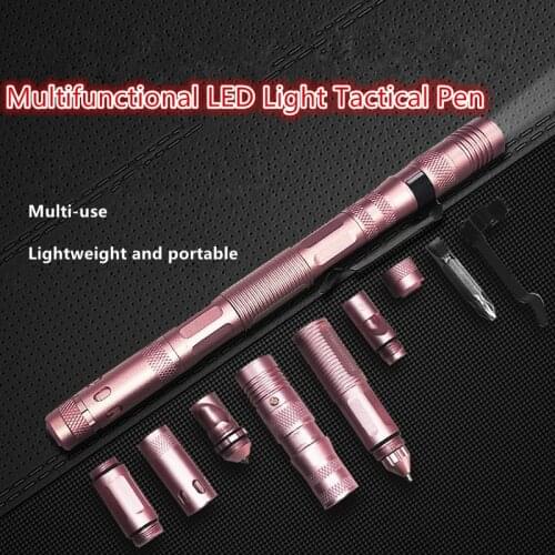 Multifunctional Self-Defense Tactical Pen LED Broken Window Cone Outdoor Survival Aluminum Alloy Multifunctional Tactical Pen