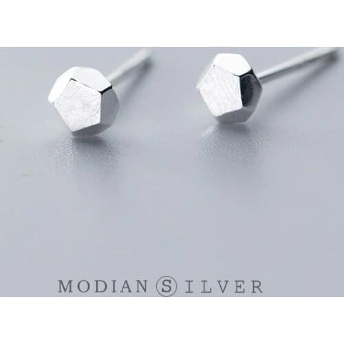 Modian 100% 925 Sterling Silver Geometric White & Black Tiny Stud Earrings Fashion Simple For Women Silver Fine Jewelry Gift