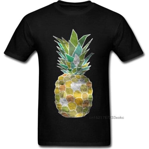 Tropical Pineapple 2018 Vintage Drawing Print Mens Tshirt Cool Black T-shirt Casual Fitness Summer Birthday Tee Shirt Man