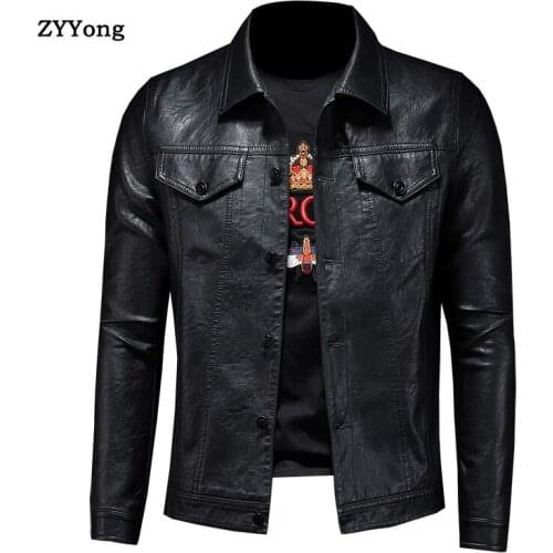 2020 Autumn Jacket Men New Slim Retro Lapel Zipper Long Sleeve Winter Jackets Leather Stand Sportswear Suits Bomber Coat