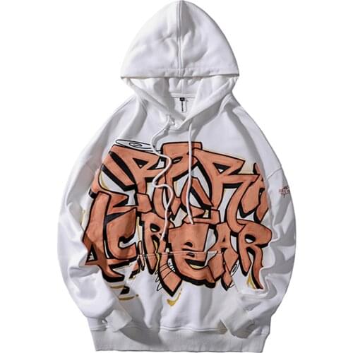 Mens Fashion Sweater Loose Ins Hooded Graffiti Letter Large Couple Top 2021 NEW