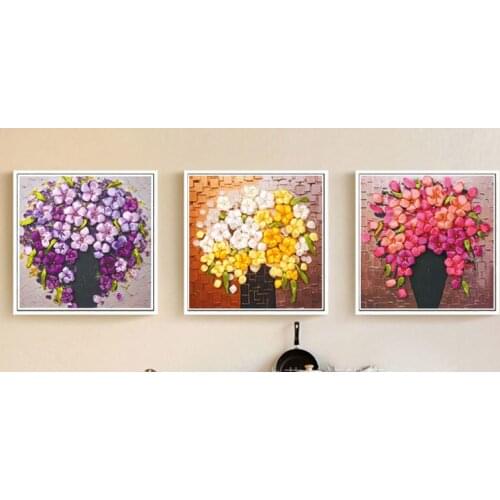 45x45cm 3D Beautiful flowers Ribbon embroidery kit stain painting set handcraft kit DIY handmade needlework art home decor