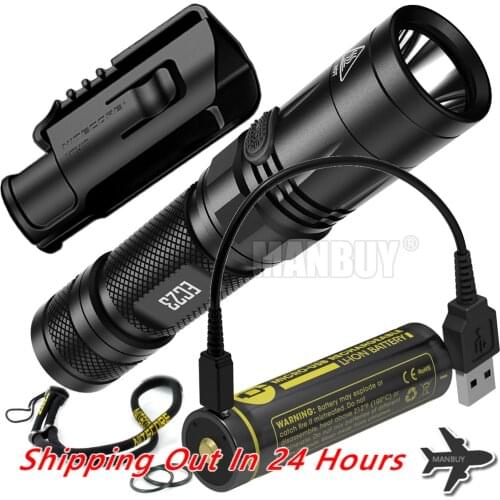 NITECORE EC23 Flashlight NTH10 Holster 18650 USB Port Rechargeable Battery 1800 Lumen Cree LED Torch Security Duty Free Shipping