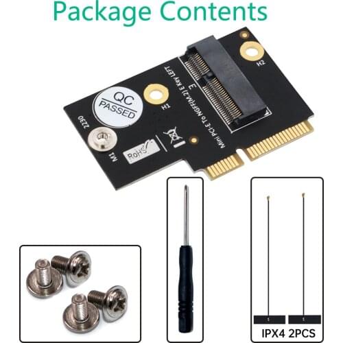Newest Version M.2 NGFF key E to Half-size Mini PCI-E Adapter for WiFi6 AX200, 9260, 8265 ,8260 ,7265 card and Y510P Model