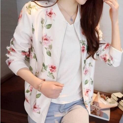 New 2021 Fashion Summer Women Bomber Print Jacket Long Sleeve Basic Jacket Coats Women Thin Slim Short Female Jackets Plue Size