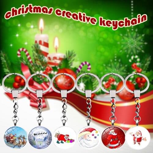 New Christmas Glassware Keychain Small Gift Pendant Decoration New Year Hot Sale Christmas Decoration