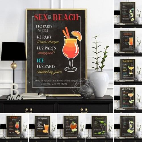 Cocktail Decoration Poster, Mojito Daiquiri Prints Poster, Old Cuban Aperol Wall Picture, Whisky Wall Art, Bar Wall Decoration