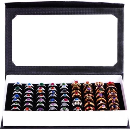 Jewelry Display Tray Fashion Rectangle Jewelry Display Tray Holder 72 Holes Rings Storage Case Box Earrings Ring Display Storage