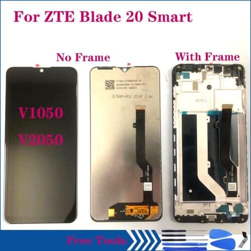 Original LCD For ZTE Blade 20 Smart V1050 V2050 LCD Display Touch Screen Glass Panel Digitizer Assembly With Frame Repair parts