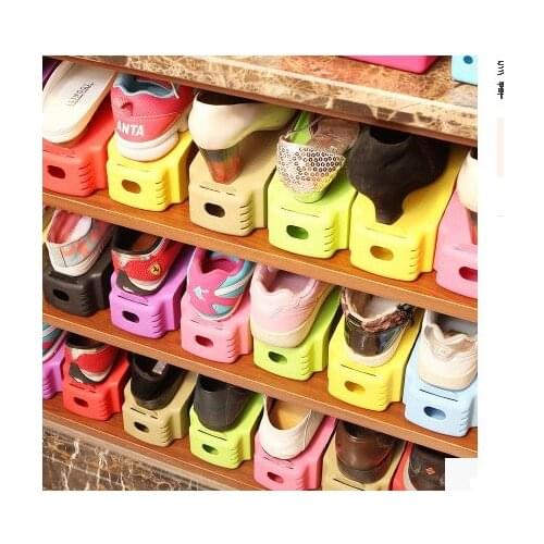 Plastic simple thicken adjustable one-piece double layer shoes small shoe storage hanger shoe care Creative household items