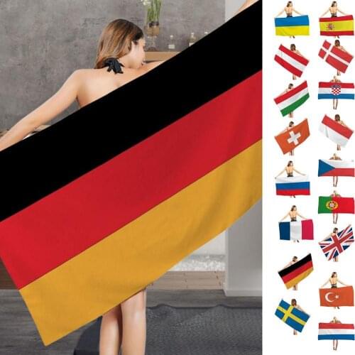 18 Types National Flag Printed Beach Towel US FR ES RU Microfiber Bathing Towels Quick Dry Water Absorbing Summer Robe Blanket