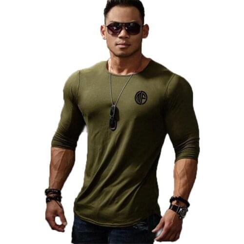 Casual Solid Workout Tee Top New Men Cotton Breathable Sports Long Sleeve T-shirt Spring Fashion Brand O-Neck Slim Fit Tshirt