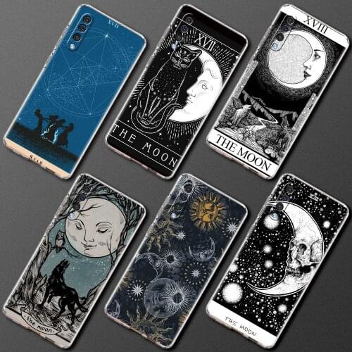 Transparent Phone Case For Samsung Galaxy A50 A70 A20E A10 A20 A30 A40 A10S A10E Soft Silicone Phone Cover Witches Moon Tarot