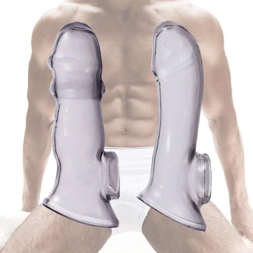 Transparent Dildo Penis Sleeve Reusable Condoms Rubber Dick Cock Extender Enhancer Intimate Goods Sex Products for Adults Men