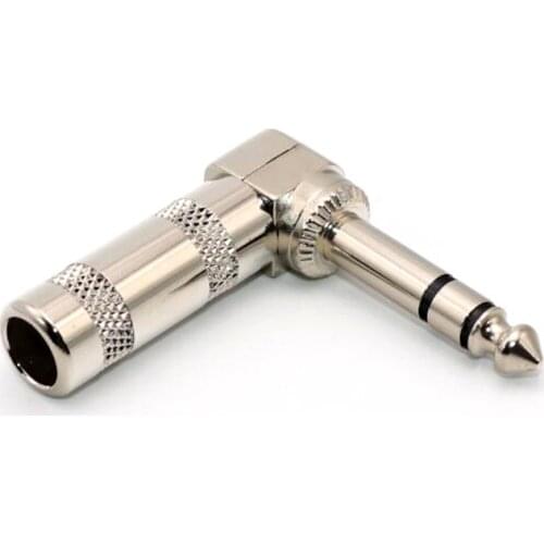 6.35mm Jack Microphone plug Connector Right Angle Male Assembly 6.5mm stereo Nickle plating Audio Plug
