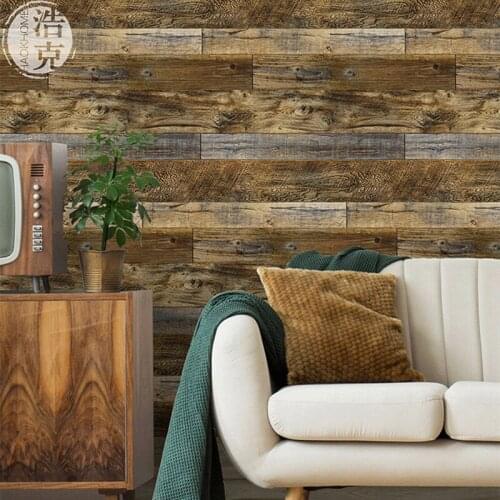 Furniture Stickers Self-Adhesive 3d Wood Plank Wall StickersPVC Wood Grain Wallpapers Home Decoration Living Room Bedroom Walls