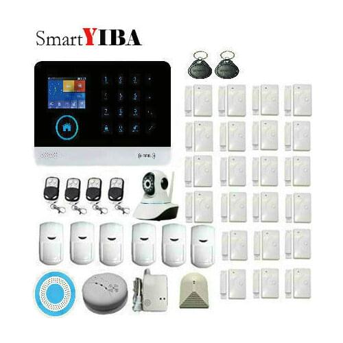 SmartYIBA WIFI Wireless Home Burglar Security Alarm System IOS/Android Apps Control GPRS RFID Alarm Kits PIR Smoke Detection