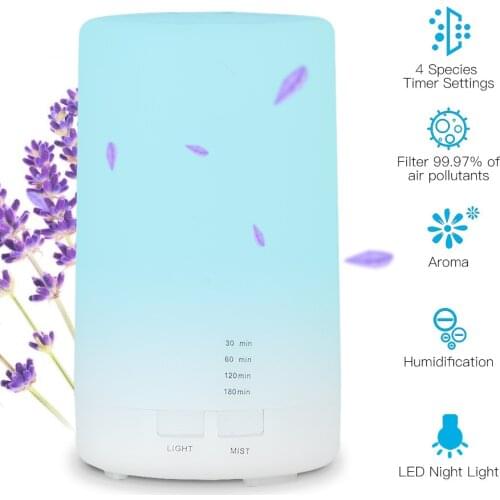 125ml Ultrasonic LED Air Humidifier USB Charging 7 Color LED Light Aroma Essential Oil Diffuser With 4 Timer