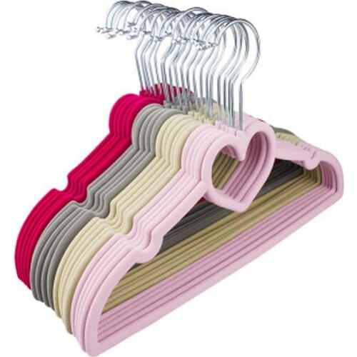Non-Slip Velvet Clothes Hangers Drying Rack Closet Belt Scarf Display Organizer Love/bow Flocking Laundry Dryer Windproof Hanger