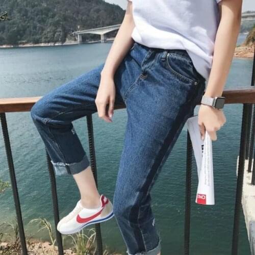 Top quality 2020 autumn winter Wild Slim Casual hip hop straight jeans striped boys teenagers Ankle Length pants men Denim jeans