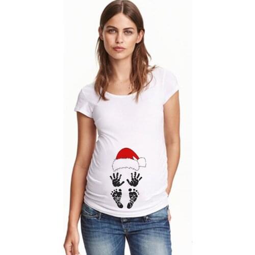 Funny Christmas Maternity T-Shirt Funny Short Sleeve Pregnancy Tee My Little Present Christmas Pregnant T-Shirts Clothing