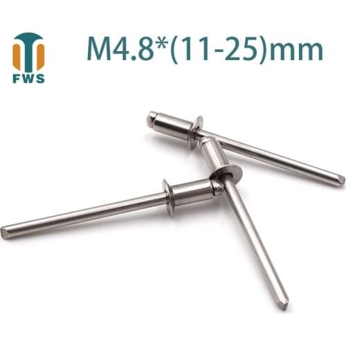 10 PCS M4.8*(11-25)mm Stainless Steel Countersunk Head Break Mandrel Blind Rivet Nail Pop Rivets for Furniture Car Aircraft