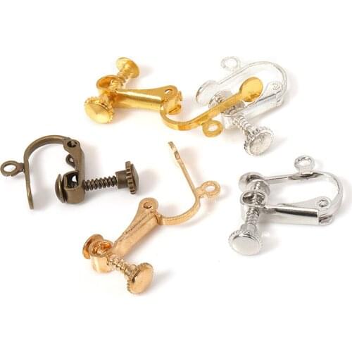 20pcs Screw Ear Clips Non-Pierced Earring Clip for Jewelry Making Converter with Loop Handmade Earrings Findings Settings DIY