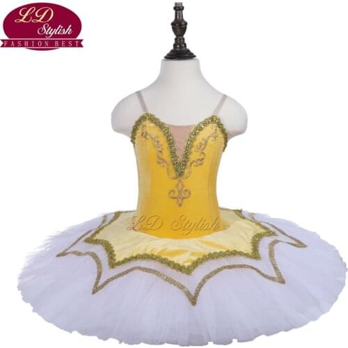 Yellow Adult Stage Performance Ballet Tutu Costumes Women Competition Ballet Dresses Girls Ballet Skirt Children Dancewear