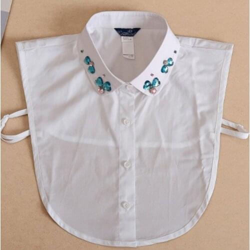Ladies Women Adult Detachable Lapel Shirt Fake Collar Blouse Top lace Accessories winter blue striped lace decorative Collier